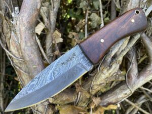 perkin hunting knife with sheath damascus steel full tang bt11