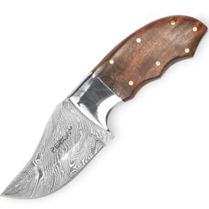 Perkin Hunting knife with sheath Damascus steel Skinner Knife full tang H14