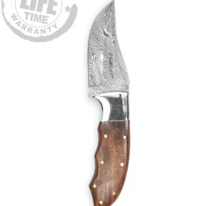 Perkin Hunting knife with sheath Damascus steel Skinner Knife full tang H14