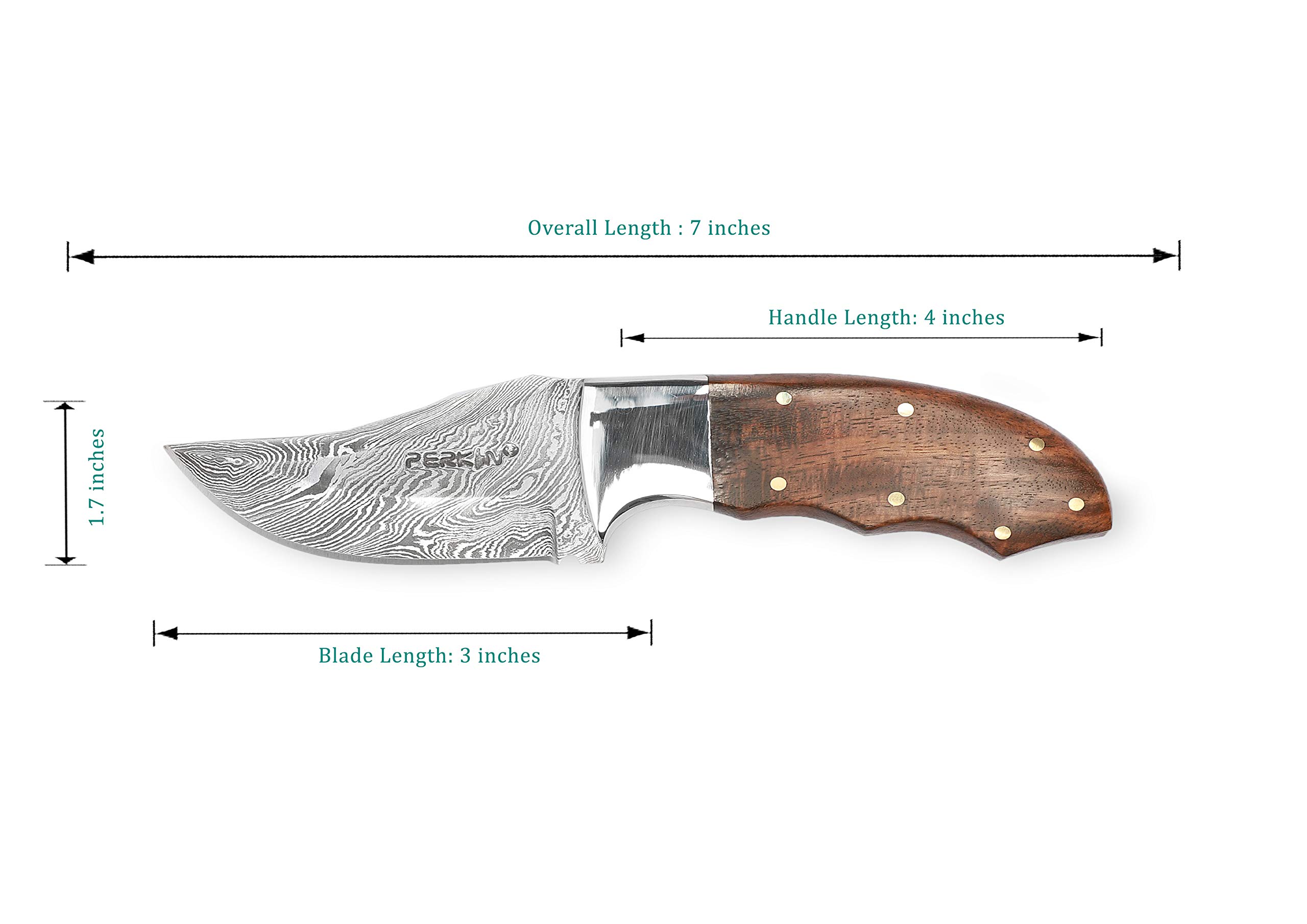 Perkin Hunting knife with sheath Damascus steel Skinner Knife full tang H14