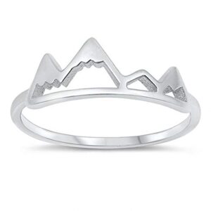 Blue Apple Co. Mountain Band Ring Solid 925 Sterling Silver, Size-5