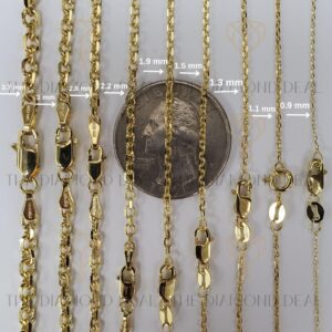 14k SOLID Yellow Gold 4.0mm Shiny Diamond Cut Cable Link Chain Necklace for Pendants and Charms with Lobster-Claw Clasp (18", 20", 22", or 24 inch)