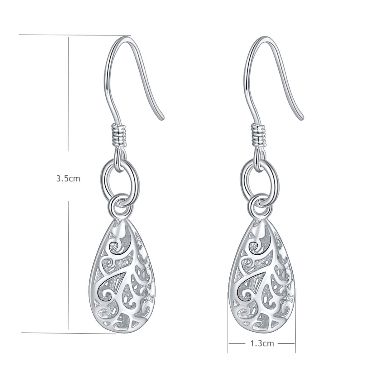 Wellme Sterling Silver Earrings, Filigree Hollowed Dangle Drop Earrings