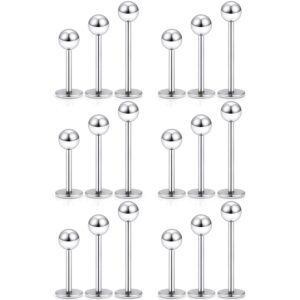 scerring 18pcs 20g stainless steel 3mm balls labret monroe lip tragus cartilage helix earring ring body piercing jewelry 6mm 8mm 10mm - silver