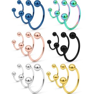 scerring 18pcs 20g stainless steel nose horseshoe hoop rings eyebrow lip ear tragus septum piercing hanger retainer 6mm 8mm 10mm mix color