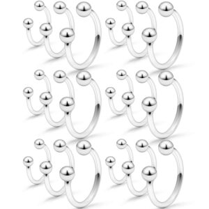 SCERRING 18PCS 16G Stainless Steel Nose Horseshoe Hoop Rings Eyebrow Lip Ear Tragus Septum Piercing Hanger Retainer 8mm 10mm 12mm Silver