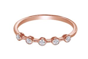 samaira jewelry five-stone bezel natural diamond accent stackable wedding band ring in 14k rose gold over 925 sterling silver (1/20 cttw, i-j color, i2-i3 clarity) ring size-8