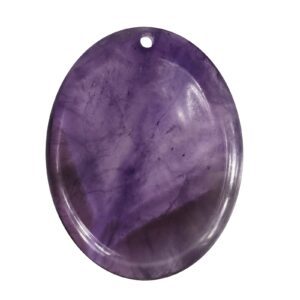 nupuyai oval worry stones healing crystal polished thumb palm stone pendant for unisex, amethyst