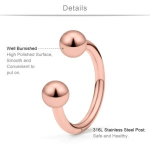 SCERRING 4 Pairs 20G 16G 14G 12G Stainless Steel Nose Horseshoe Hoop Rings Eyebrow Lip Ear Tragus Cartilage Daith Septum Nipple Belly PA Retainer Piercing Jewelry 10-16mm Rose Gold