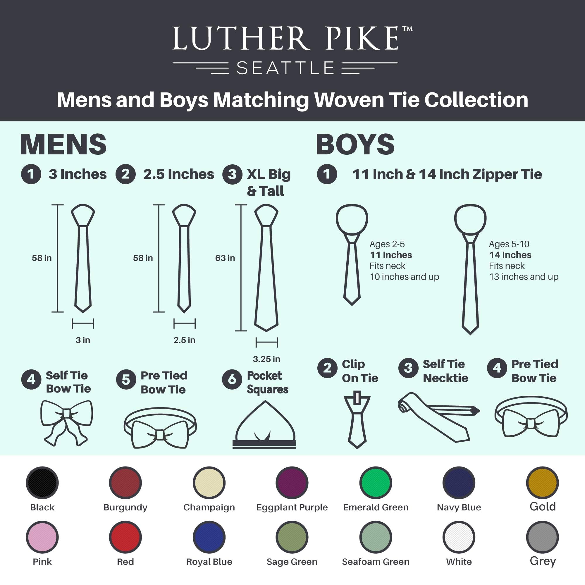 LUTHER PIKE SEATTLE Pocket Squares For Men & Boys - Hankerchieves Men, Pocket Square