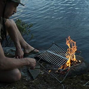 Wolf and Grizzly Grill Edition Kit | Camping Grill for Backpacking, Camping and Bushcraft | The Perfect Compact, Folding Grill for Your Next Adventure | Camping Grill Grate Over Fire/Campfire Grill