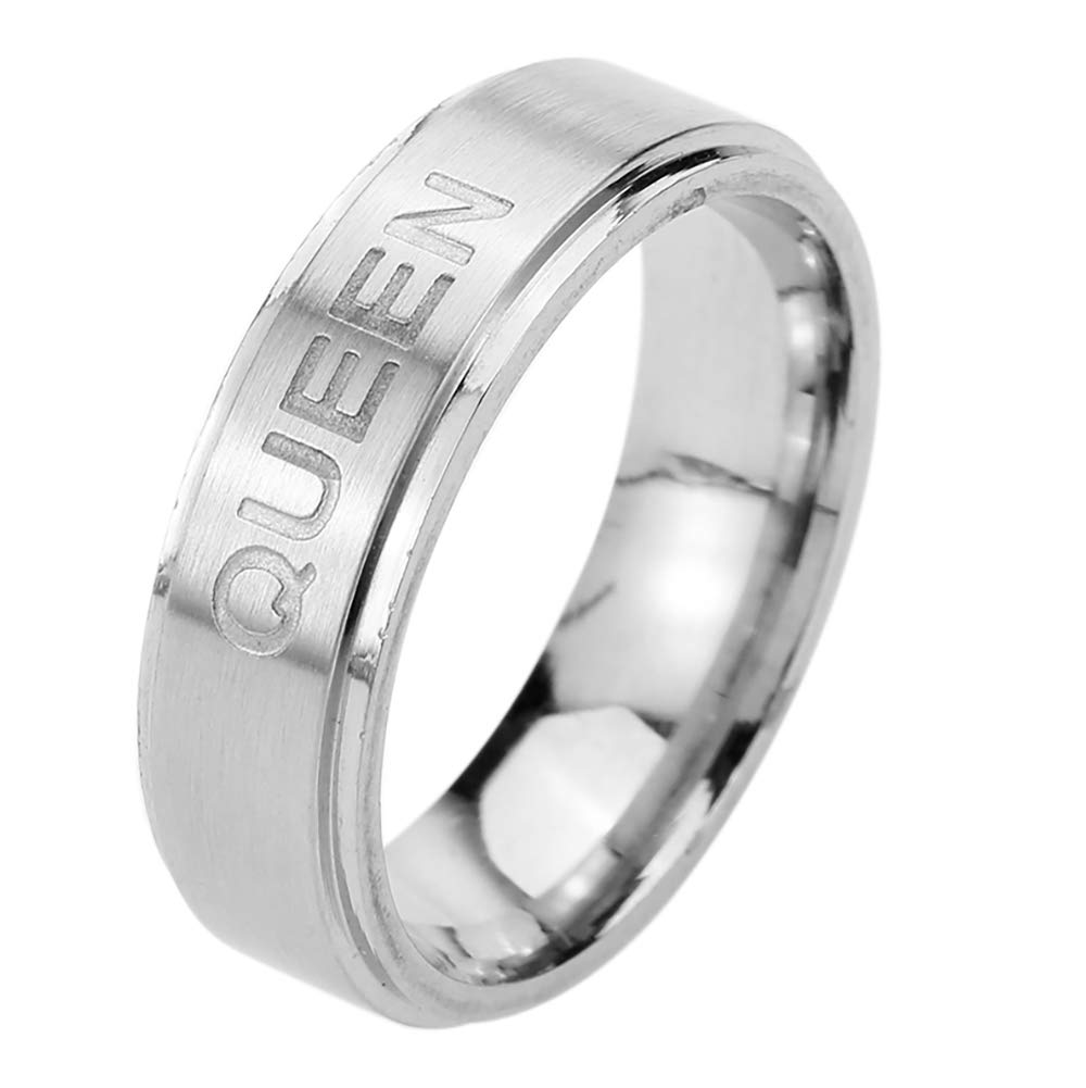 Ginger Lyne Collection King or Queen Stainless steel Wedding Band Ring (Queen-6)