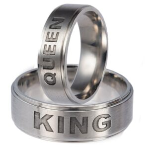 ginger lyne collection king or queen stainless steel wedding band ring (queen-6)