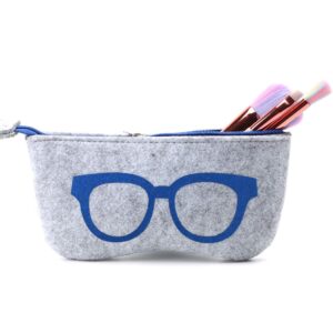 Soleebee 4 Pack Portable Eyeglasses Bag Case Soft Felt Zipper Glasses Purse Bag Makeup Storage Pouch