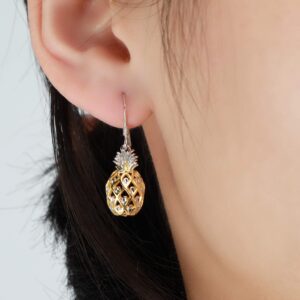 RoseJeopal Pineapple Dangle Earring S925 Hook Hawaiian Hypoallergenic Earring Jewelry for Women