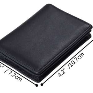 RFID Genuine Leather Bifold ID/Business Credit Card Case Holder for Men Slim Front Pocket Wallet Button(Black)