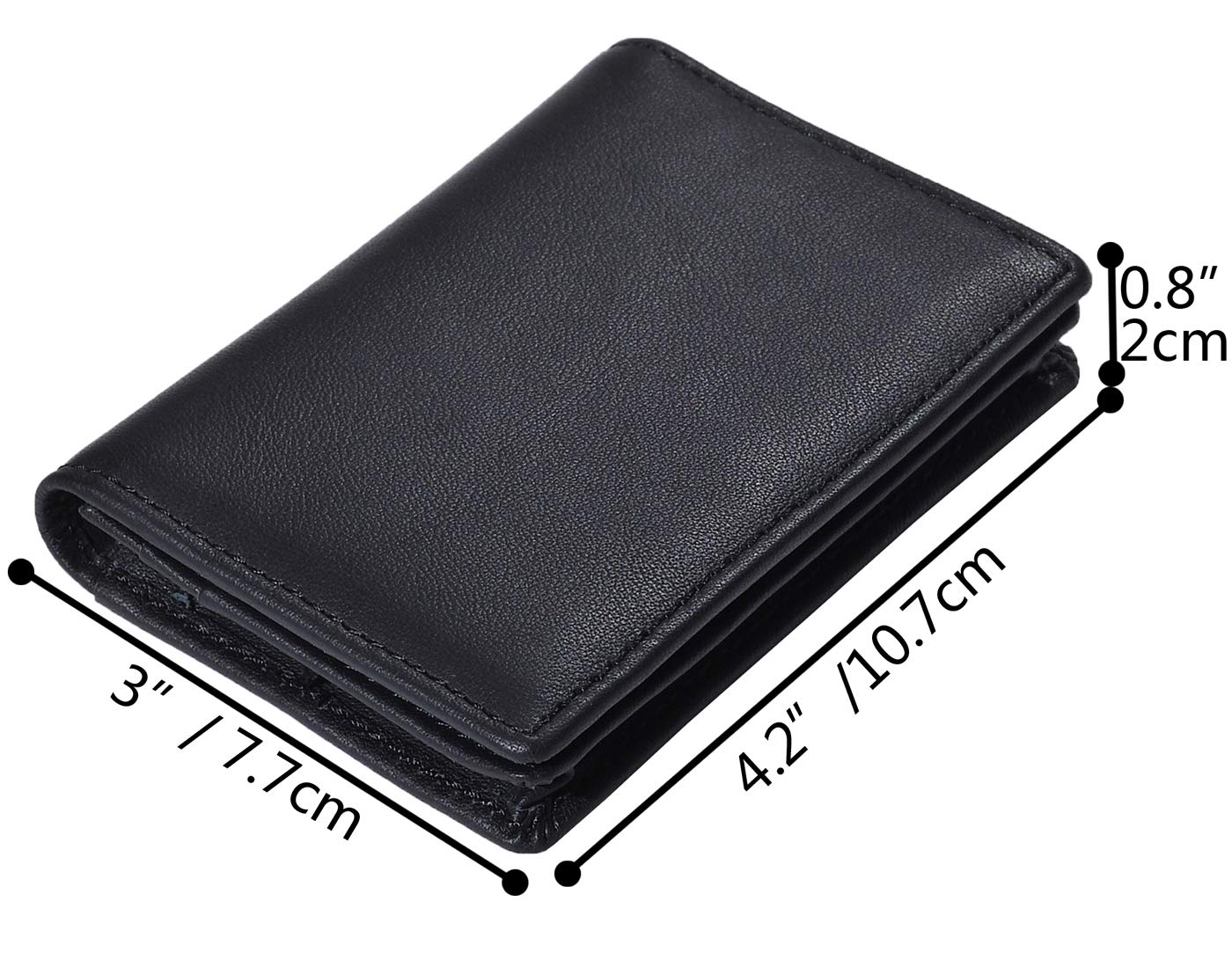 RFID Genuine Leather Bifold ID/Business Credit Card Case Holder for Men Slim Front Pocket Wallet Button(Black)