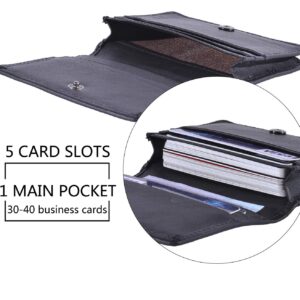 RFID Genuine Leather Bifold ID/Business Credit Card Case Holder for Men Slim Front Pocket Wallet Button(Black)