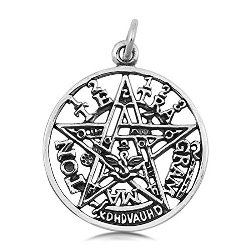 Blue Apple Co. Pentagram Tetragram Pendant Charm Solid 925 Sterling Silver