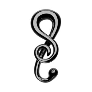 covet jewelry music note treble clef steel ear gauge spiral hanging taper (2 ga (6.5mm))