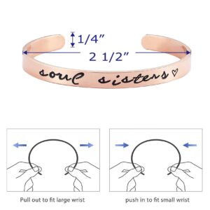 LParkin Soul Sister Bracelet Gift Jewelry Bff Bracelet Friendship Best Friend (Rose Gold Plated)