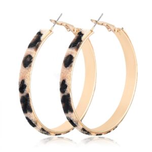 PHALIN Hoop Earrings for Women Leopard Hoop Dangle Earrings Bohemia Statement Circle Earring Studs (A Leopard)