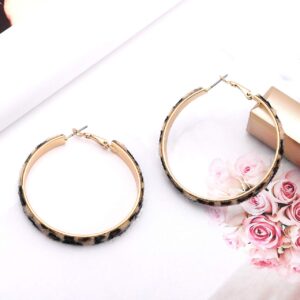 PHALIN Hoop Earrings for Women Leopard Hoop Dangle Earrings Bohemia Statement Circle Earring Studs (A Leopard)