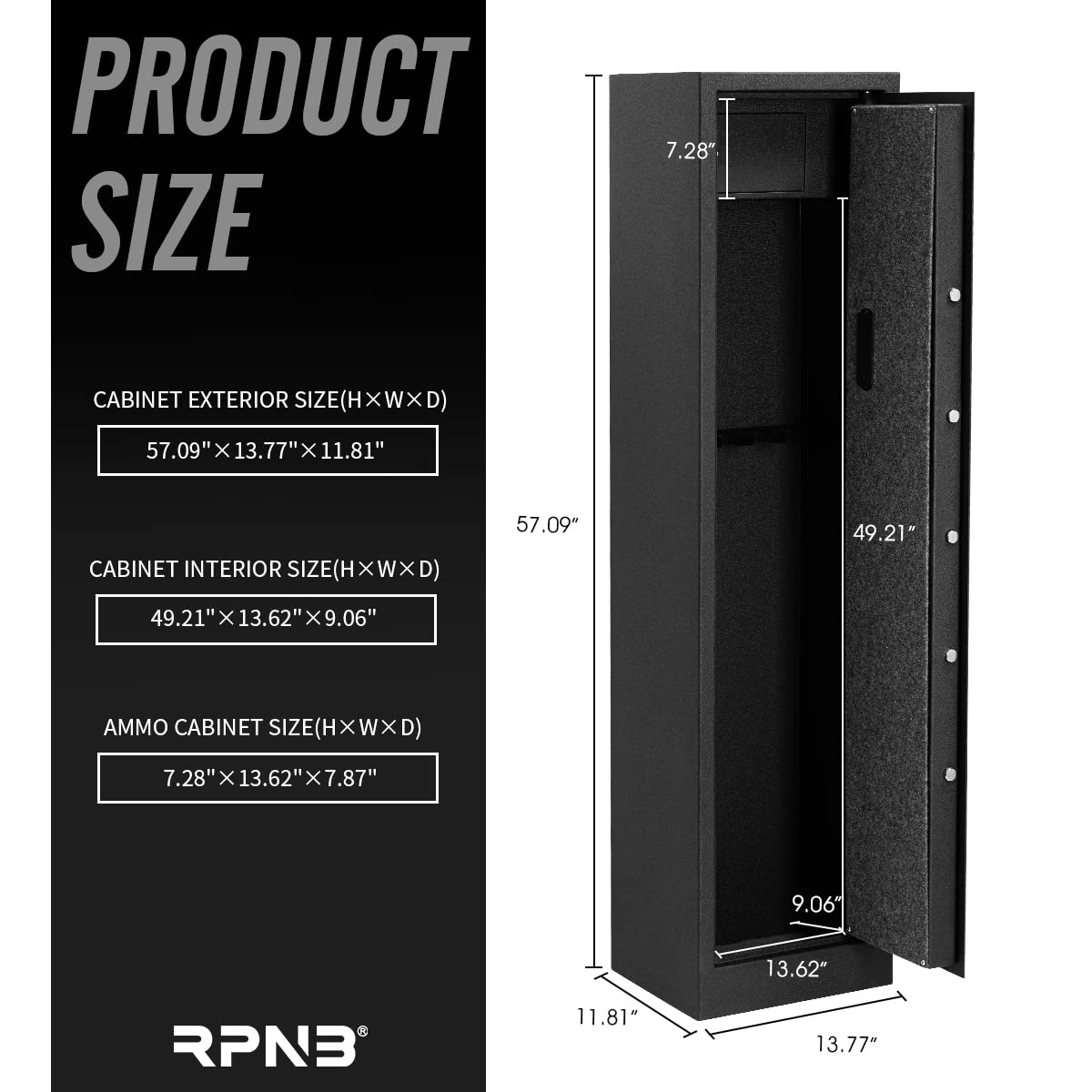 RPNB Rifle Safe,Electronic Gun Security Cabinet,Quick Access 5-Gun Large Metal Rifle Gun Security Cabinet with Separate Pistol/Ammo Area