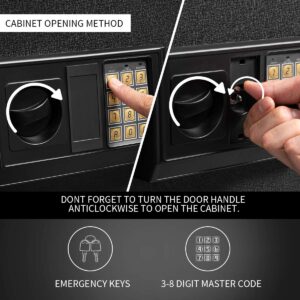 RPNB Rifle Safe,Electronic Gun Security Cabinet,Quick Access 5-Gun Large Metal Rifle Gun Security Cabinet with Separate Pistol/Ammo Area