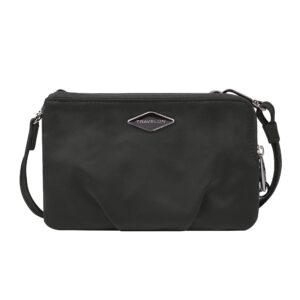 travelon double zip crossbody clutch, black, one size, 8.5 x 5.5 x 1.5