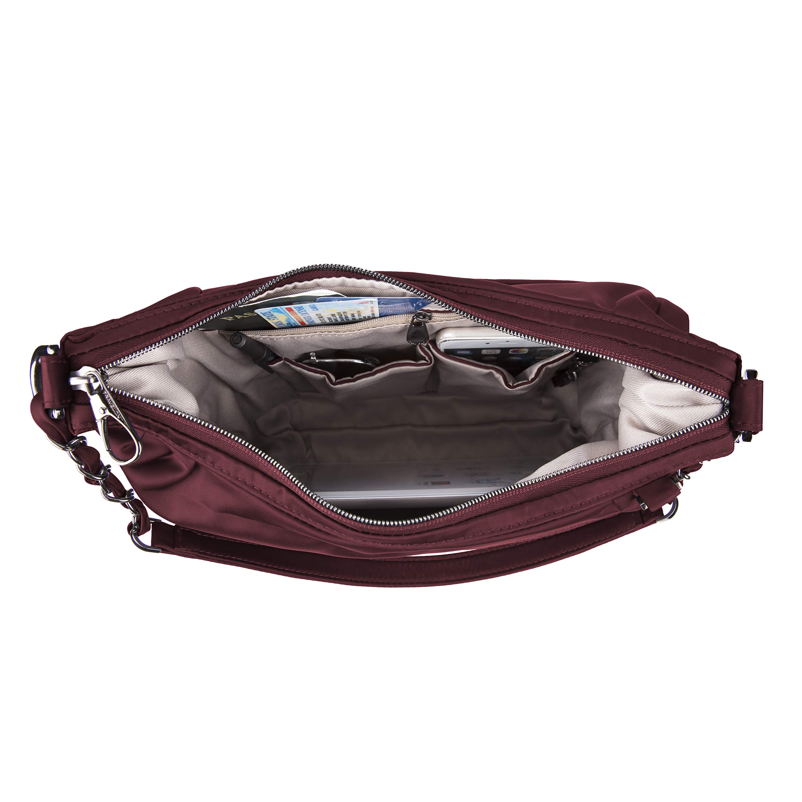 Travelon Hobo Crossbody Bag, Wine, 13 x 11 x 3