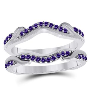 ds jewels 0.35 ct created amethyst round 14k gold plated alloy ladies anniversary wedding band enhancer guard jacket ring