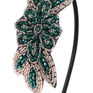 BABEYOND Flapper Headband 1920s Headpiece - Art Deco Headpiece Rhinestone Hair Accessories for Women (Style2-Green)