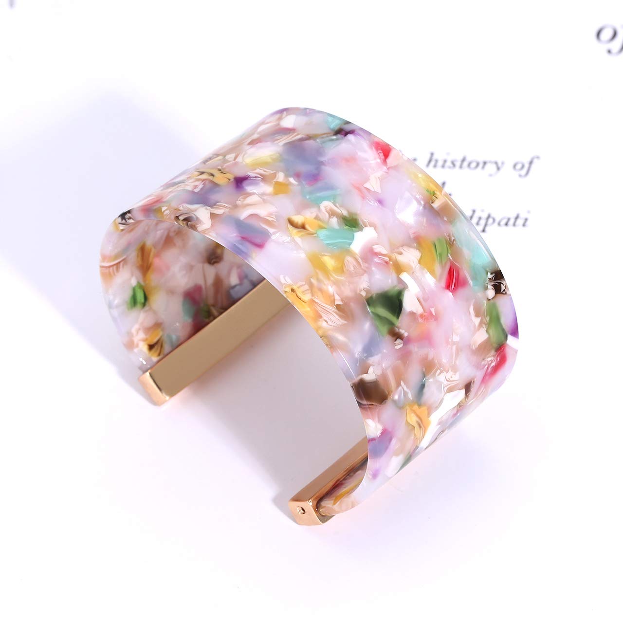 FAERLIIRY Cuff Bracelet for Women Acrylic Resin Bracelets Statement Bangle Bracelet Adjustable Bracelet Wide Chunky Bracelets for Women (Floral)