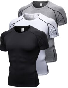 2/3 pack men's compression shirts short sleeve workout t-shirt cool dry undershirts baselayer sports shirt running tops