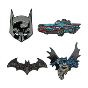 officially licensed dc comics unisex adult batman enamel lapel pin set (4 piece), grey, one size