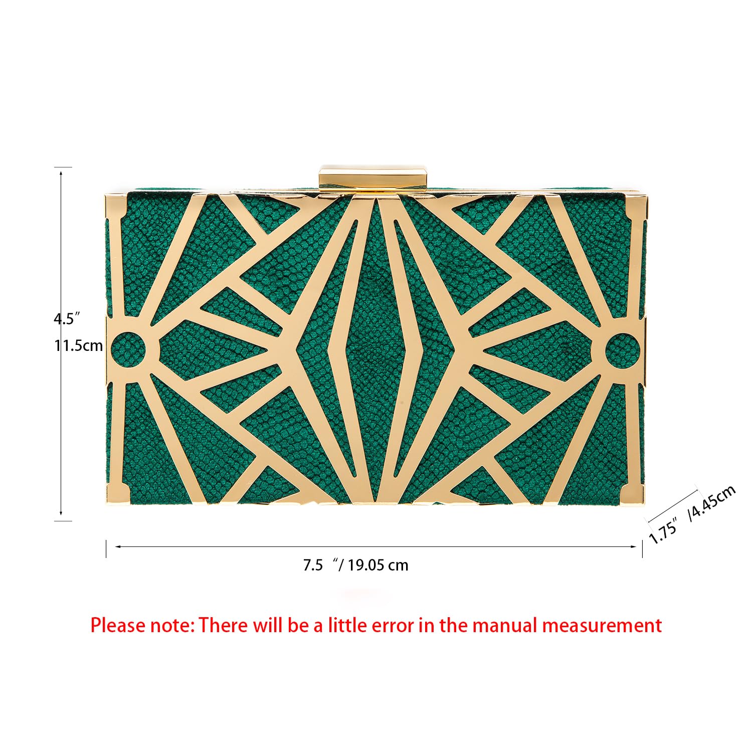 CARIEDO Women Evening Bag Elegant Clutch Purse Exquisite Velvet Metal Hollow out Handbags Prom Wedding Party (Green)