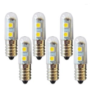 lxcom lighting e14 led bulb refrigerator indicator light 1w 7mini led appliance bulb 15w incandescent equivalent 110v daylight white 6000k for fridge oven crystal lamp hood sewing machine lamp,6 pack