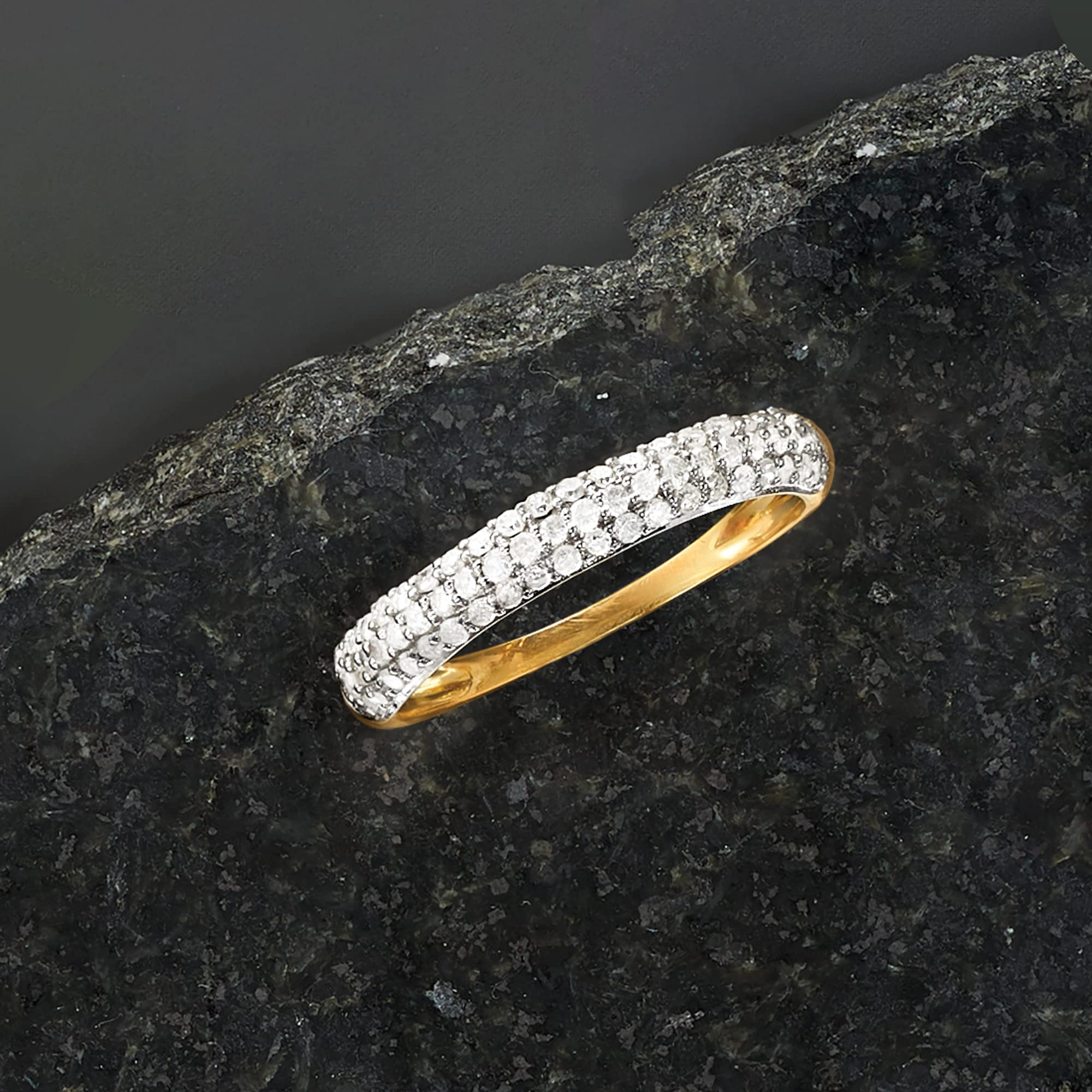 Ross-Simons Pave Diamond Halfway Band Ring in 14kt Gold