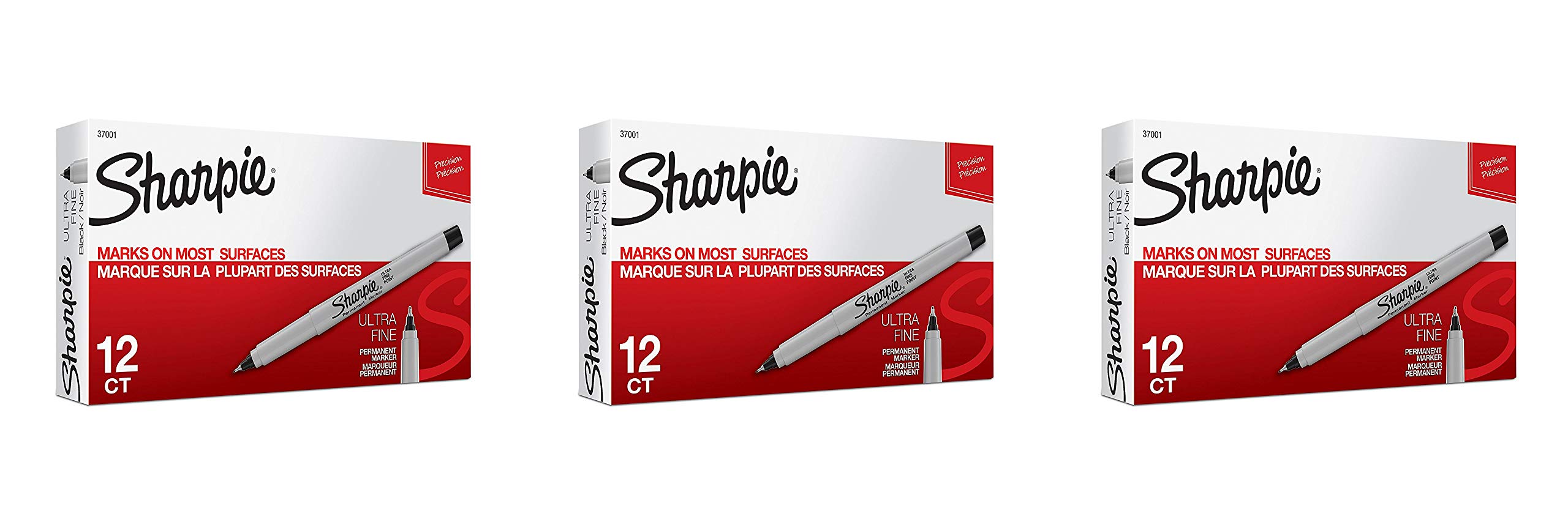 Sharpie Permanent Markers, Ultra Fine Point, Black, 36 Count, 3 Pack