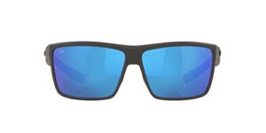 costa del mar mens rinconcito rectangular sunglasses, matte grey/blue mirrored polarized-580g, 60 mm