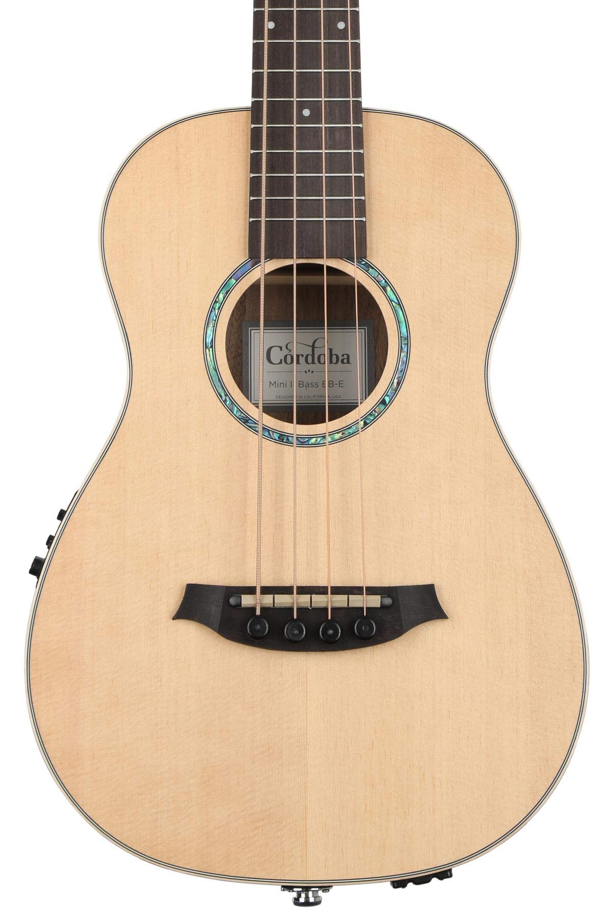 Cordoba Mini II Bass EB-E, Striped Ebony, Small Body, Acoustic-Electric Bass Guitar