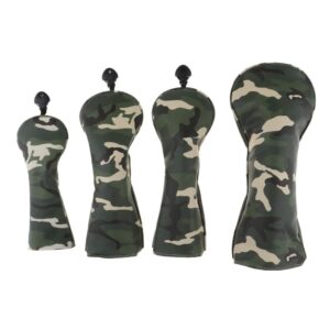 4pcs/set premium pu golf covers 3 5 ut wood replacement & interchangeable number tag, camo green