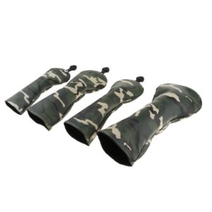 4Pcs/Set Premium PU Golf Covers 3 5 UT Wood Replacement & Interchangeable Number Tag, Camo Green