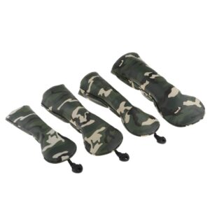 4Pcs/Set Premium PU Golf Covers 3 5 UT Wood Replacement & Interchangeable Number Tag, Camo Green