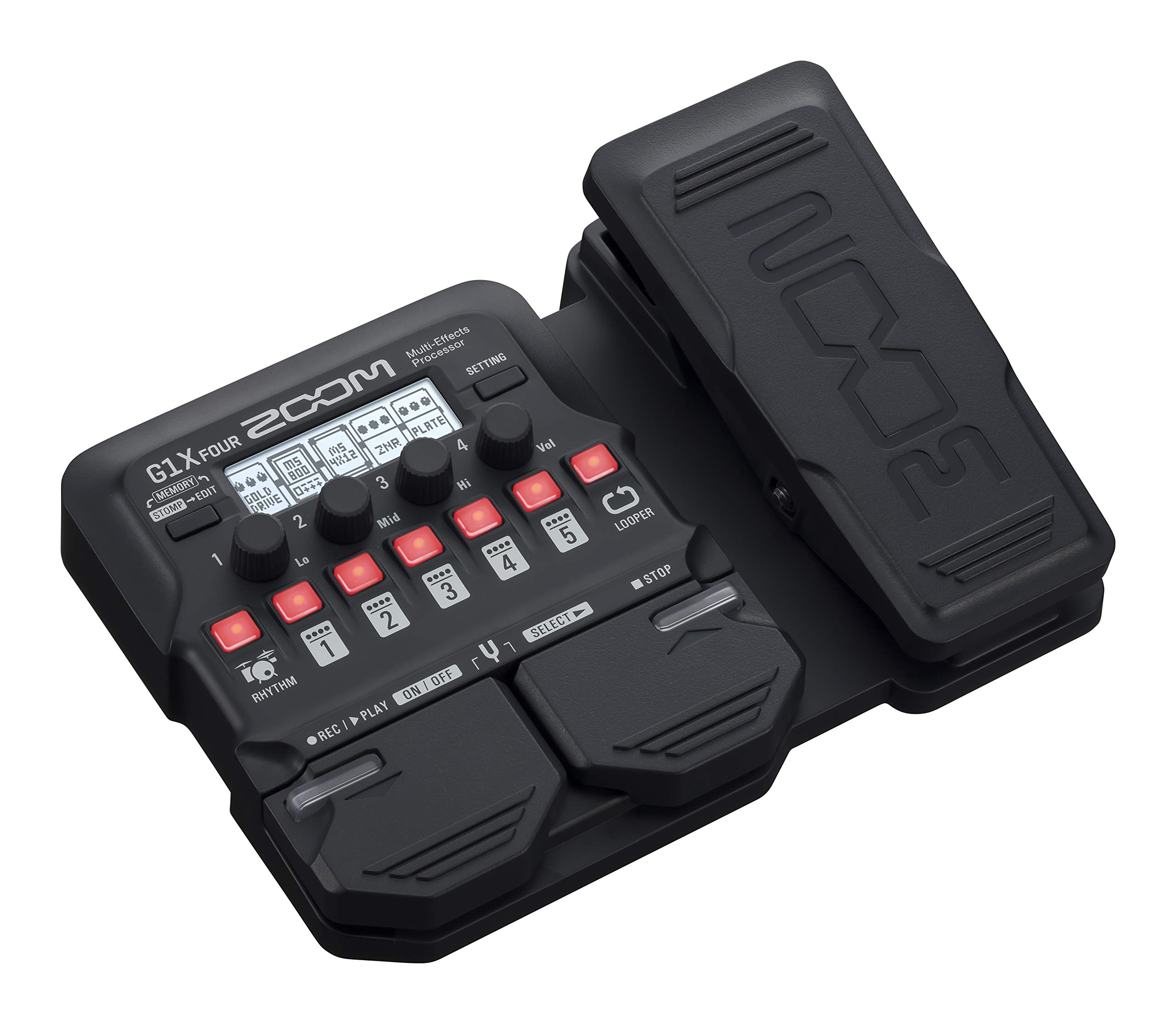 Zoom G1X FOUR Guitar Multi-Effects Processor with Expression Pedal, With 70+ Built-in Effects, Amp Modeling, Looper, Rhythm Section, Tuner, Battery Powered