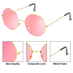 Blulu 18 Pairs Hippie Round Sunglasses for Women Men Bulk Retro Circle Hippie Glasses Metal Frame for Disco Party Accessory