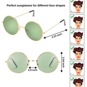 Blulu 18 Pairs Hippie Round Sunglasses for Women Men Bulk Retro Circle Hippie Glasses Metal Frame for Disco Party Accessory