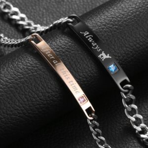 OIDEA 2pcs Stainless Steel His Hers After All This time Always Bracelets for Boyfriend and Girlfriend Valentines Day Gift