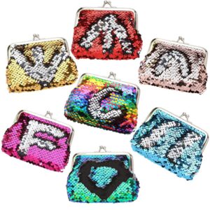 lovestown sequin coin purses, 6 pcs sequins mini wallets glitter reversible magic flip sequins purses for kids party favors gifts